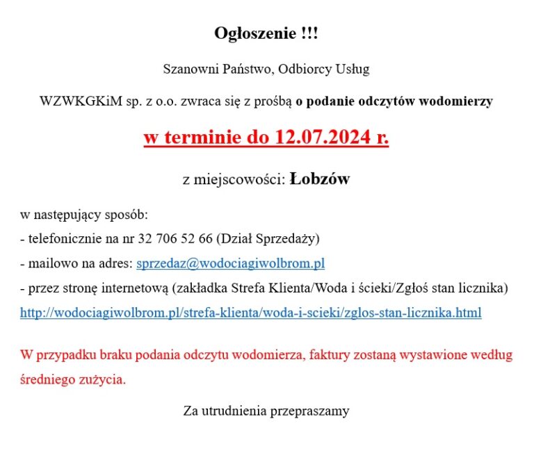 Ogłoszenie!!!